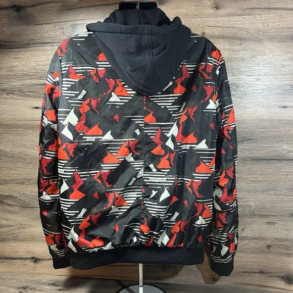 Scotch & Soda Amsterdams Blauw Hooded Geometric Bomber Jacket XL - Picture 2 of 11